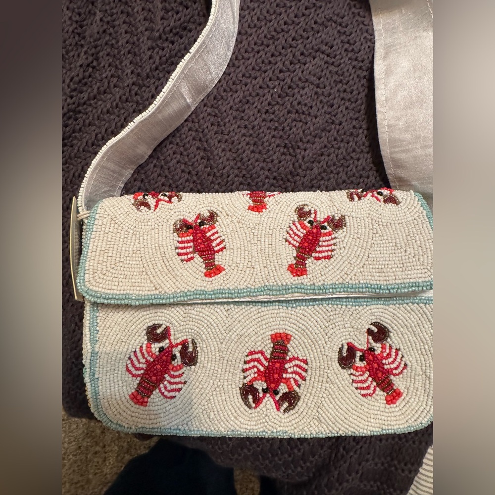 Beaded Lobster beaded Design Crossbody Bag